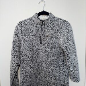 Women’s Gray Sherpa Quarter-Zip Sweater